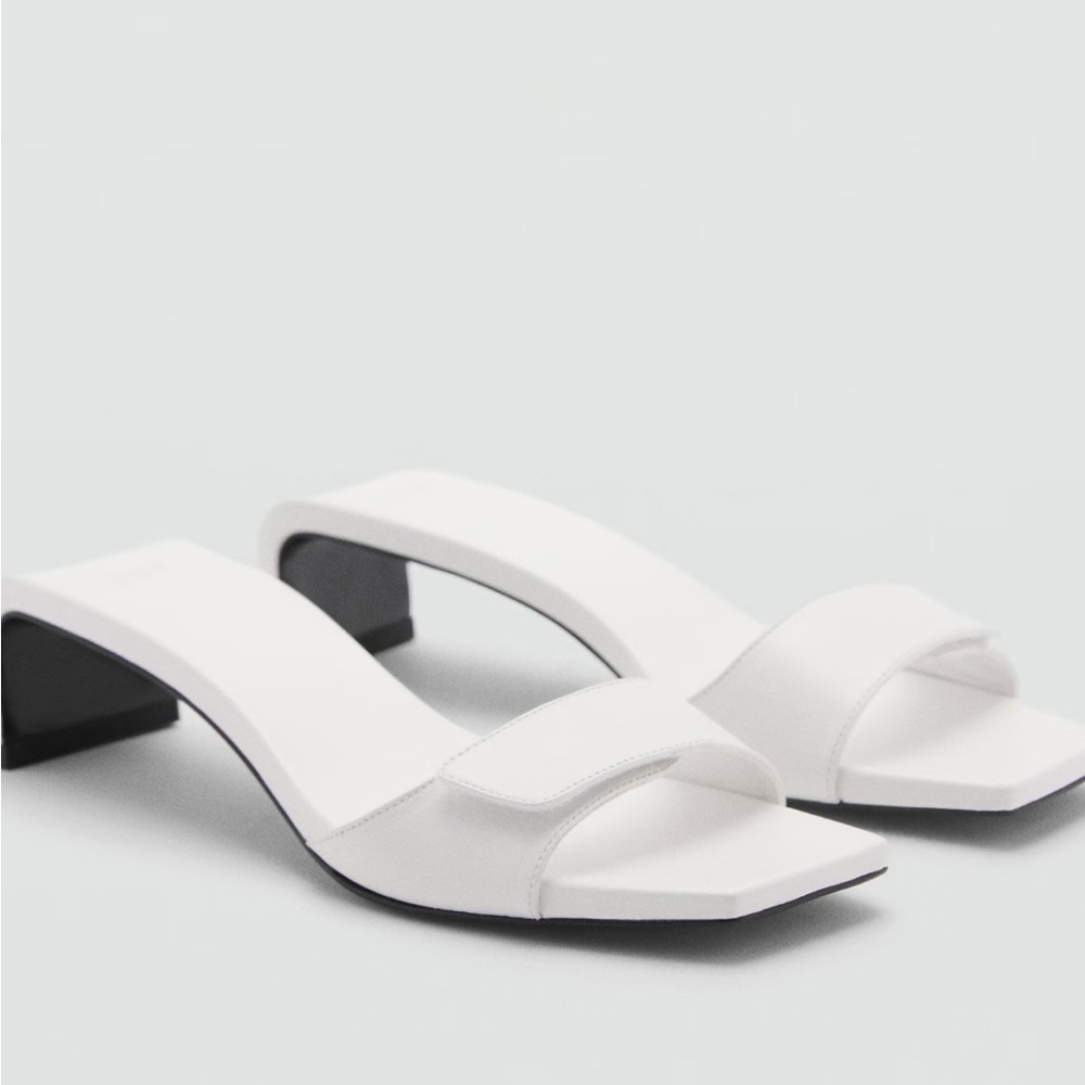 New MNG Leather White Heels sandals